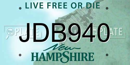JDB940 New Hampshire License Plate