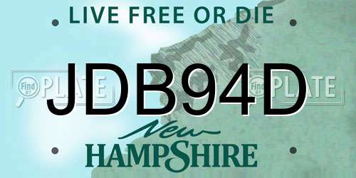 JDB94D New Hampshire License Plate