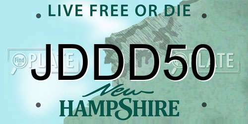 JDDD50 New Hampshire License Plate