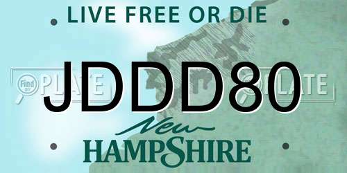 JDDD80 New Hampshire License Plate