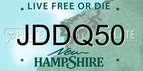 JDDQ50 New Hampshire License Plate