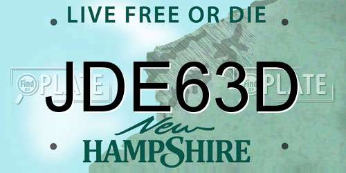 JDE63D New Hampshire License Plate