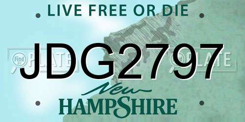 JDG2797 New Hampshire License Plate
