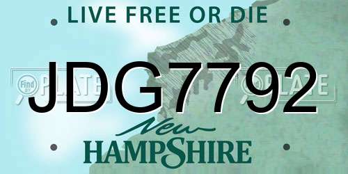 JDG7792 New Hampshire License Plate