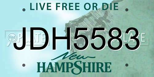 JDH5583 New Hampshire License Plate