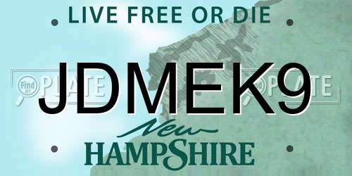 JDMEK9 New Hampshire License Plate