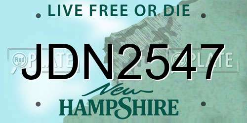 JDN2547 New Hampshire License Plate