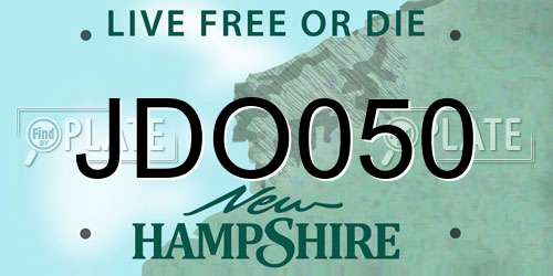 JDO050 New Hampshire License Plate