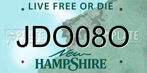 JDO08O New Hampshire License Plate