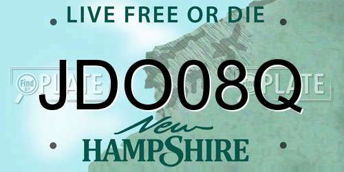 JDO08Q New Hampshire License Plate