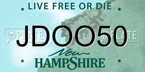 JDOO50 New Hampshire License Plate