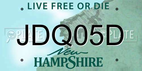 JDQ05D New Hampshire License Plate