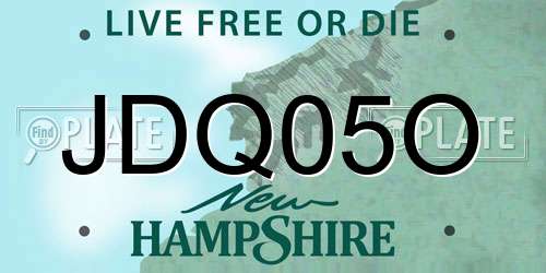 JDQ05O New Hampshire License Plate