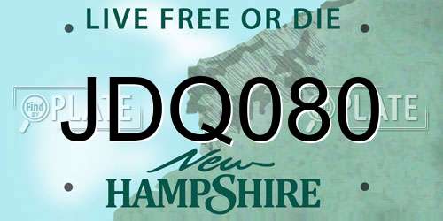 JDQ080 New Hampshire License Plate