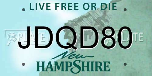 JDQD80 New Hampshire License Plate