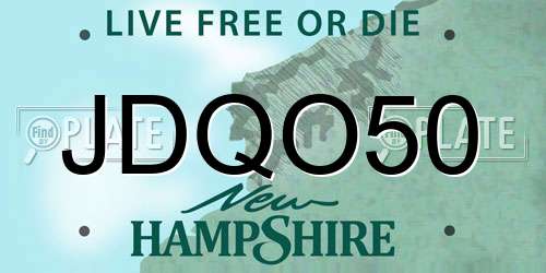 JDQO50 New Hampshire License Plate
