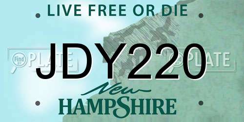 JDY220 New Hampshire License Plate