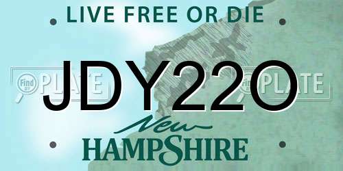 JDY22O New Hampshire License Plate
