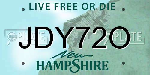 JDY72O New Hampshire License Plate