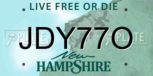 JDY77O New Hampshire License Plate