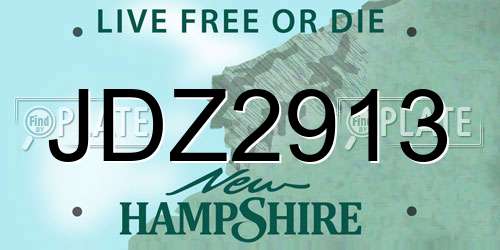JDZ2913 New Hampshire License Plate