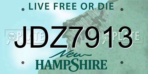 JDZ7913 New Hampshire License Plate