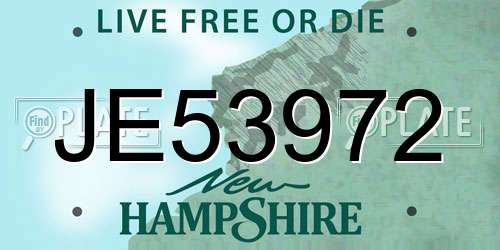 JE53972 New Hampshire License Plate