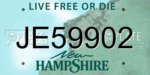 JE59902 New Hampshire License Plate