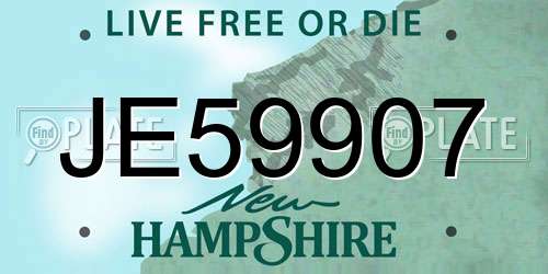 JE59907 New Hampshire License Plate