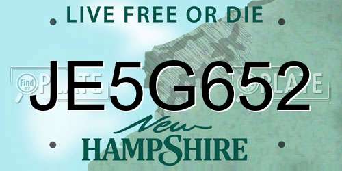 JE5G652 New Hampshire License Plate