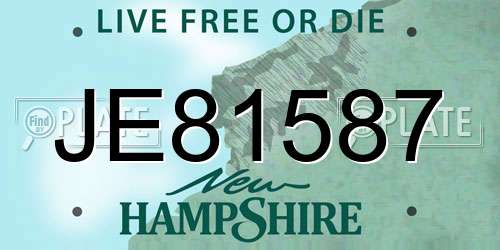 JE81587 New Hampshire License Plate