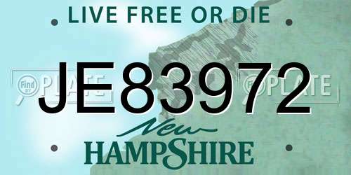 JE83972 New Hampshire License Plate