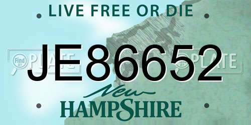 JE86652 New Hampshire License Plate