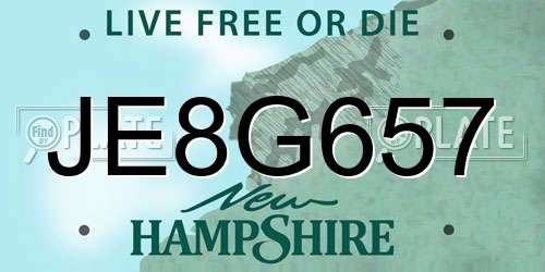 JE8G657 New Hampshire License Plate