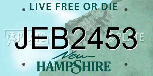 JEB2453 New Hampshire License Plate