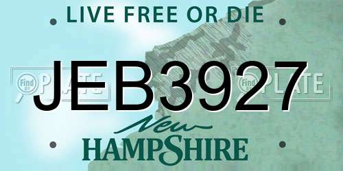 JEB3927 New Hampshire License Plate