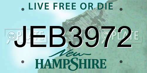 JEB3972 New Hampshire License Plate