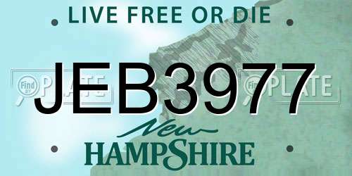JEB3977 New Hampshire License Plate