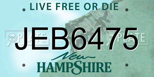 JEB6475 New Hampshire License Plate