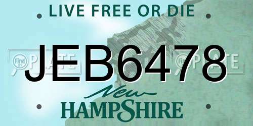 JEB6478 New Hampshire License Plate