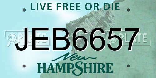 JEB6657 New Hampshire License Plate