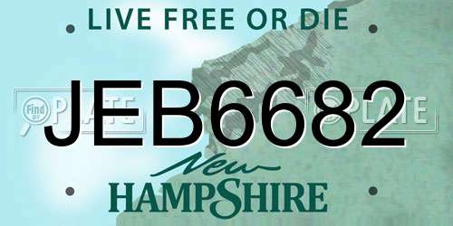 JEB6682 New Hampshire License Plate