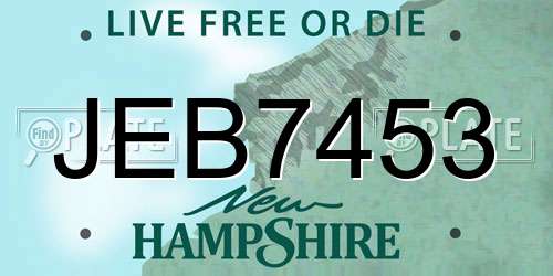 JEB7453 New Hampshire License Plate