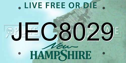 JEC8029 New Hampshire License Plate