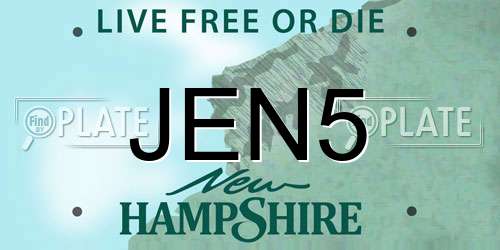 JEN5 New Hampshire License Plate