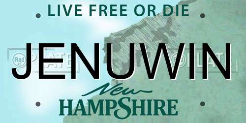 JENUWIN New Hampshire License Plate