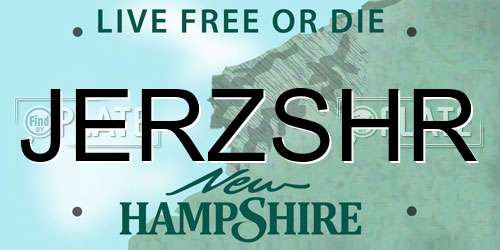 JERZSHR New Hampshire License Plate