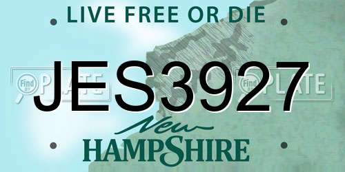 JES3927 New Hampshire License Plate