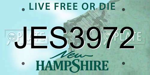 JES3972 New Hampshire License Plate