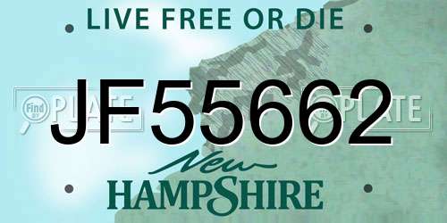 JF55662 New Hampshire License Plate